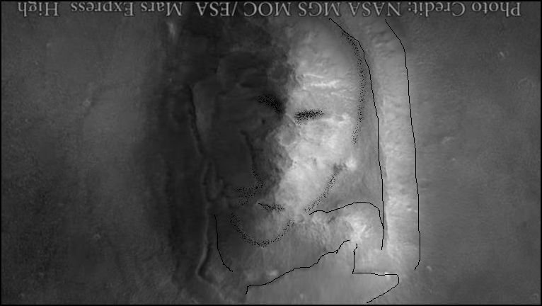 thefranj's tweet photo. #MarsFace VS #MarsFake?
Et si le phénomène de #pareidolie avait été calculé et anticipé pour un certain niveau de développement technologique atteint(#Viking1) même si ensuite(#MarsGobalSurveyor) ⬆️ définition de l'#image allait l'escamoter.
Quoiqu'en inversant, ça reste amusant! https://t.co/tDOkJ5FrxO