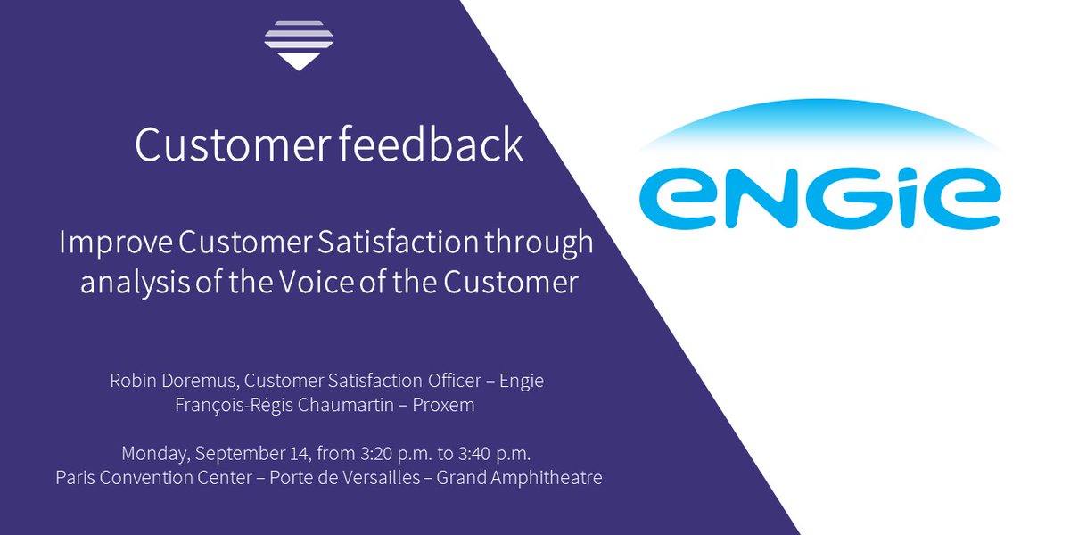 proxem's tweet photo. "Improve Customer Satisfaction through analysis of the Voice of the Customer." Come &amp; see us at the @bigdataparis congress, on Monday September 14, for a Customer Feedback with @ENGIEgroup &amp; @FR_Chaumartin ➡ https://t.co/e5x5LzkSVa #VoC #BigDataParis #AI #NLP #CX #ProxemStudio https://t.co/ARcpifb01Y