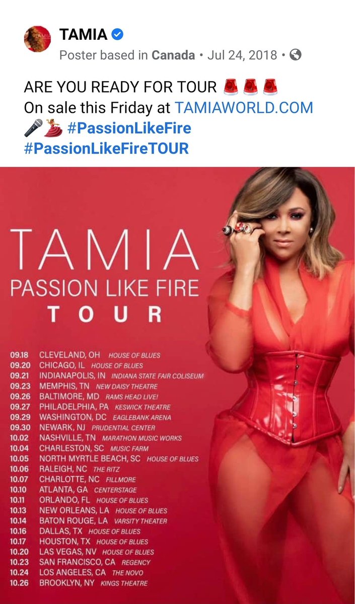 ASouthernGyrl96's tweet photo. Two years ago, @realtamiaworld announced her Passion Like Fire tour. I miss live music. #RonaBlues https://t.co/nqFRWpKRbp