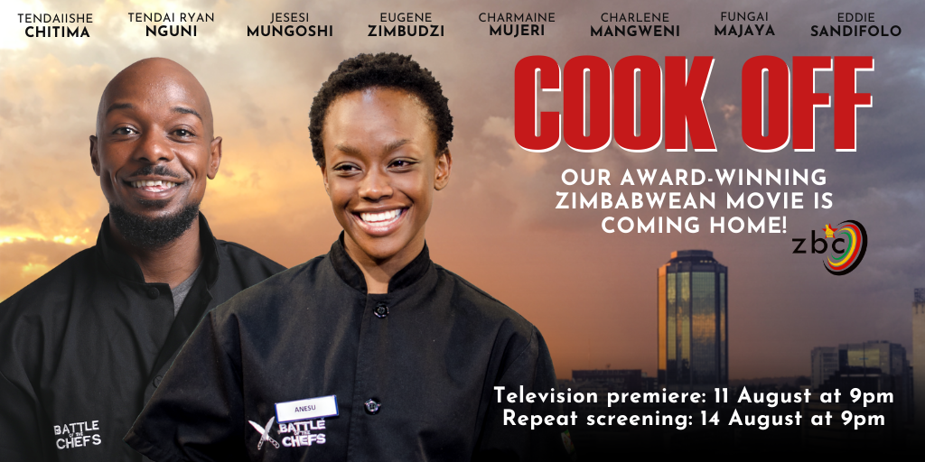 CookOffZim's tweet photo. Cook Off is coming home to Zimbabwe!
We are excited to announce that Cook Off – starring Tendaiishe Chitima, Tendai Ryan Nguni, Jesesi Mungoshi and many more – will have its TV premiere on ZBC on 11 August, followed by a repeat screening on 14 August.
🇿🇼🎥🔥
#CookOffZim https://t.co/7EXN7oxFXF