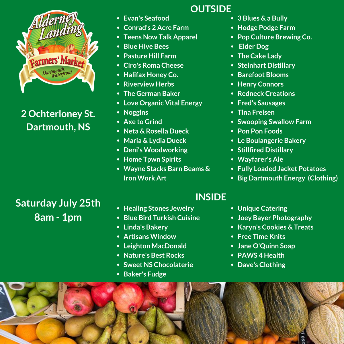 AlderneyLanding's tweet photo. Here's the line-up for Saturday at the Alderney Landing Farmers' Market (8am to 1pm)
See you there!
#novascotia #halifaxns #farmersmarket #localfood #eatlocalhalifax #halifaxevents #hrm #coleharbour #downtowndartmouth #shoplocal #buylocal #halifaxnoisefood #halifaxblogger https://t.co/vjFftUiV1H