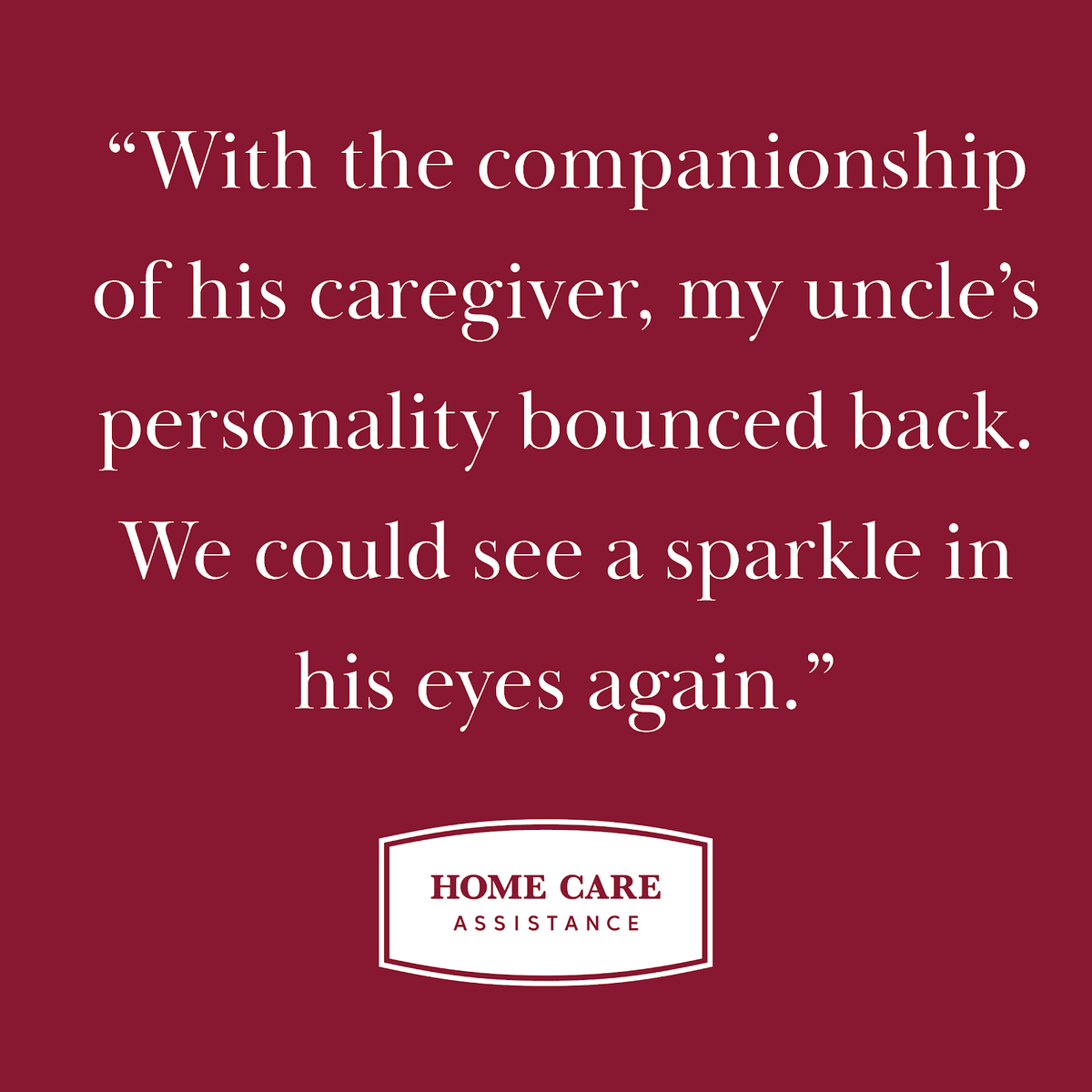 HCACarmel's tweet photo. Home Care Assistance was able to provide immediate assistance for a family member’s elderly uncle who has dementia and was no longer safe in his home. We are so glad that we were able to provide the perfect match for your uncle, Choopche! Thank you for your kind words! https://t.co/JUwiAAL4hr