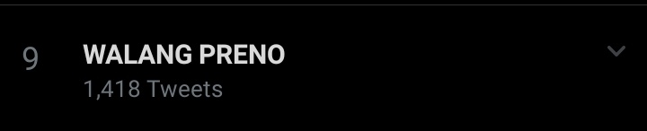 SharDonFamOFC's tweet photo. Trending at number 9 

WALANG PRENO https://t.co/XpoXV2WOUb