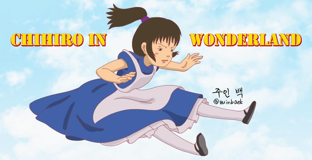 <Chihiro in Wonderland > What if Chihiro come into the Wonderland? Chihiro's online travel start! #ghibli #disney #drawing #illust #chihiro #spiritedaway #alice #wonderland #지브리 #애니메이...