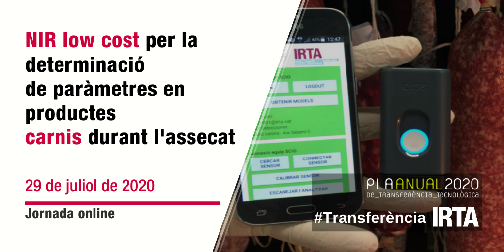 irtacat's tweet photo. Jornada tècnica IRTA:
#NIR low cost per la determinació de paràmetres en productes #carnis durant l'assecat
📅 29 de juliol de 2020
💻 Jornada #online
ℹ️ https://t.co/HrhkPrxjOV
#TransferènciaIRTA #PATT2020 #demosdarp
@ruralcat https://t.co/E1bZoWD2DG