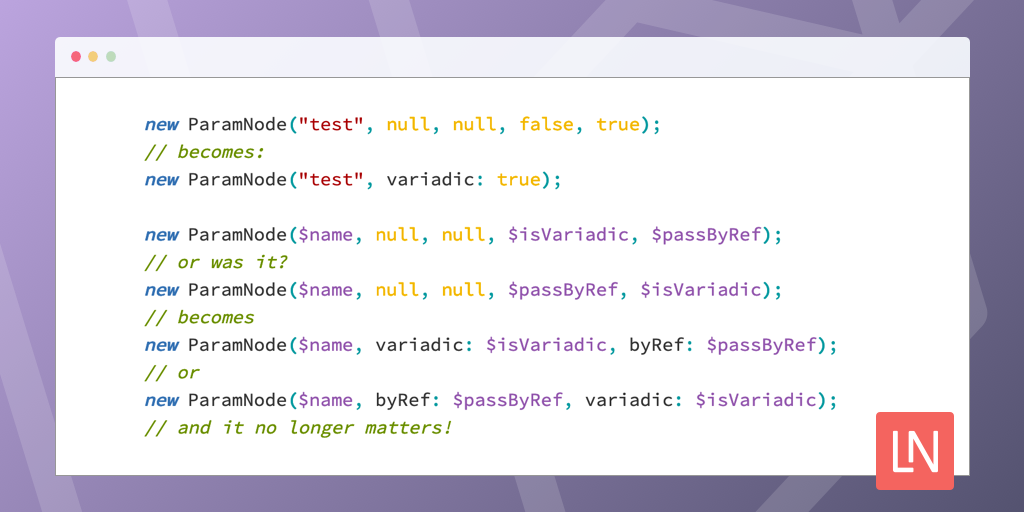 laravelnews's tweet photo. Named arguments are accepted for PHP 8 in a vote of 57/18  https://t.co/OQIksFltxu https://t.co/yWbMLJG4WV