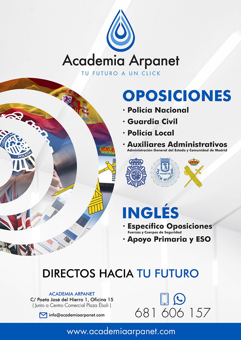 academiaarpanet's tweet image. Estás pensando en opositar? Prepárate en Arpanet. 

#oposicionespolicianacional
#policianacional #opositores #policia #soyopositor #escalabasica #oposicionespolicialocal #oposicionespolicianacional
#oposicionesguardiacivil
#guardiacivil
#policialocal
#age
#directosatufuturo