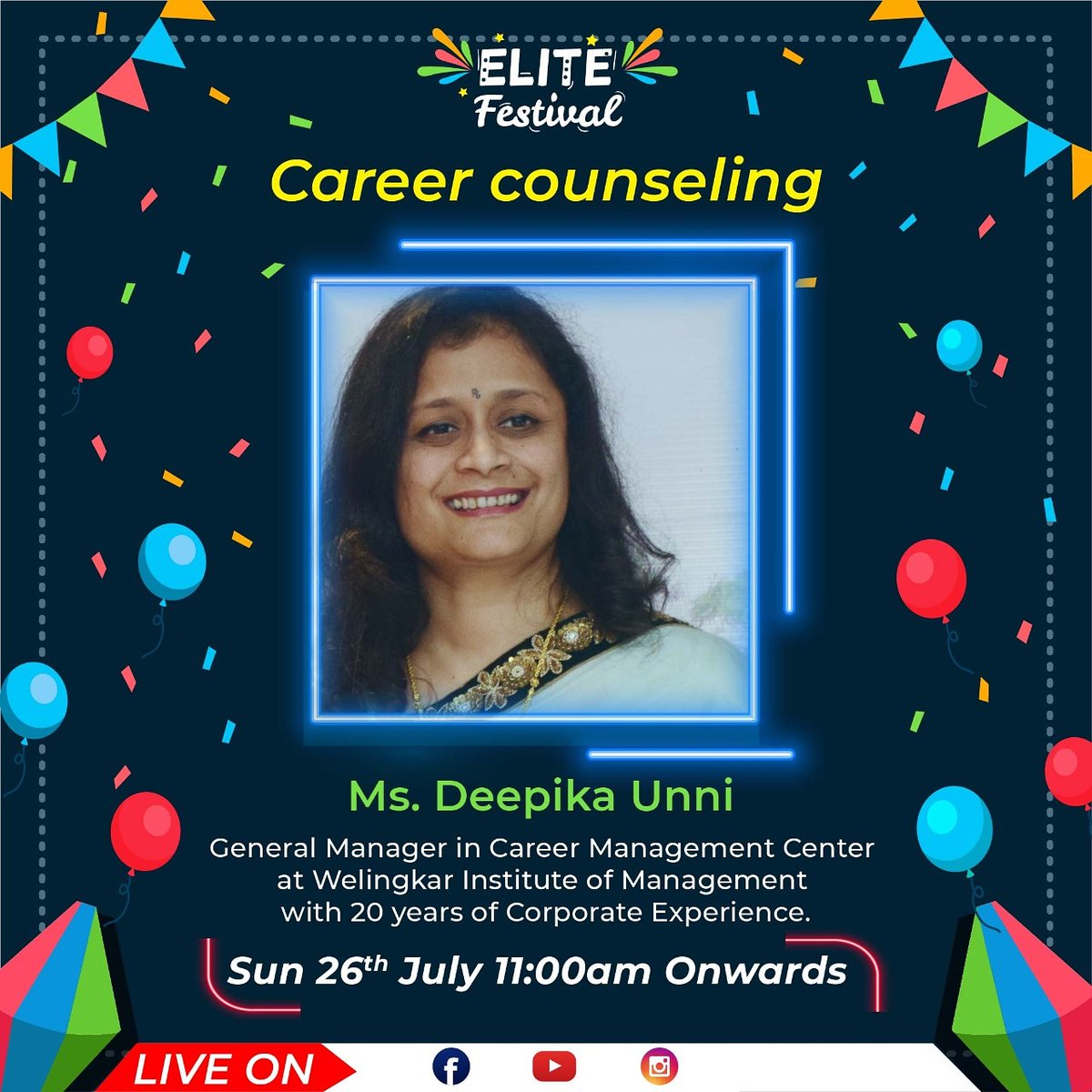 TheEliteClubFam's tweet photo. What after 10th!
What after twelfth???

What do I do to be a pilot,
What should I do to be stylist!

Get answers to all your career questions at 11 am, Sunday
With Ms. Deepika Unni- General Manager, Career Management Center, Welingkar Institute of Management https://t.co/ra1baSJS7F