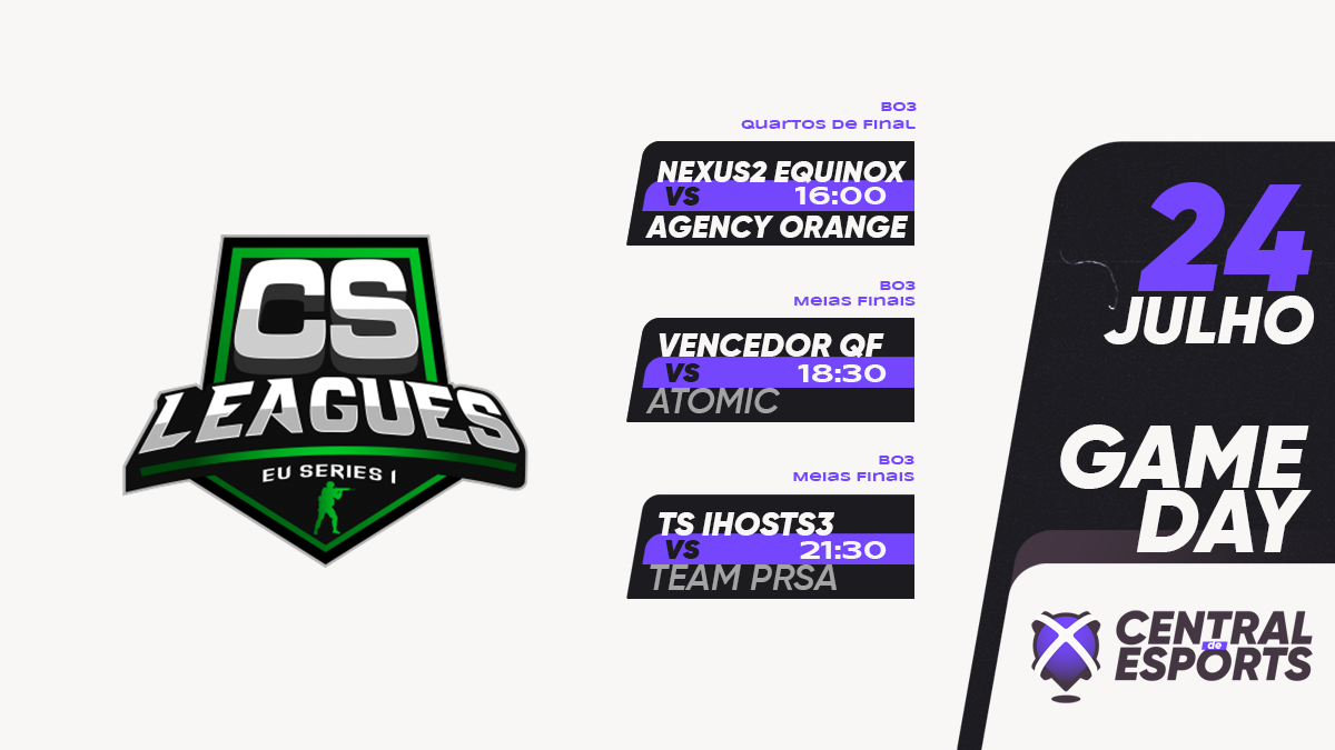 CentralDEsports's tweet photo. HOJE na 🏆 @CS_Leagues Series 1 - Playoffs:

16h00 - Quartos de Final
BO3 | 🇵🇹 @EquinoxGamingPT vs @agency_clan.Orange 🇵🇹

18h30 - Meias-finais
BO3 | QF vs @AtomicESP 🇧🇦🇭🇷

21h30 - Meias-finais
BO3 | 🇵🇹 @TropaSuprema.iHosts3 vs #TeamPRSA 🇨🇿

#CDEgameday https://t.co/HR3MylX4jr