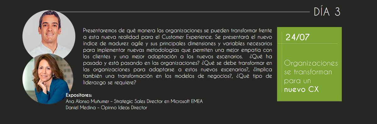 opinno's tweet photo. Hoy presentaremos de qué manera las organizaciones se pueden transformar frente a esta nueva realidad para el Customer Experience junto a Daniel Medina, Director de estrategia de Opinno y Ana Alonso, Strategic Sales Director en Microsoft EMEA. @IEuniversity @Consultorespq https://t.co/UWAYCEPM3a