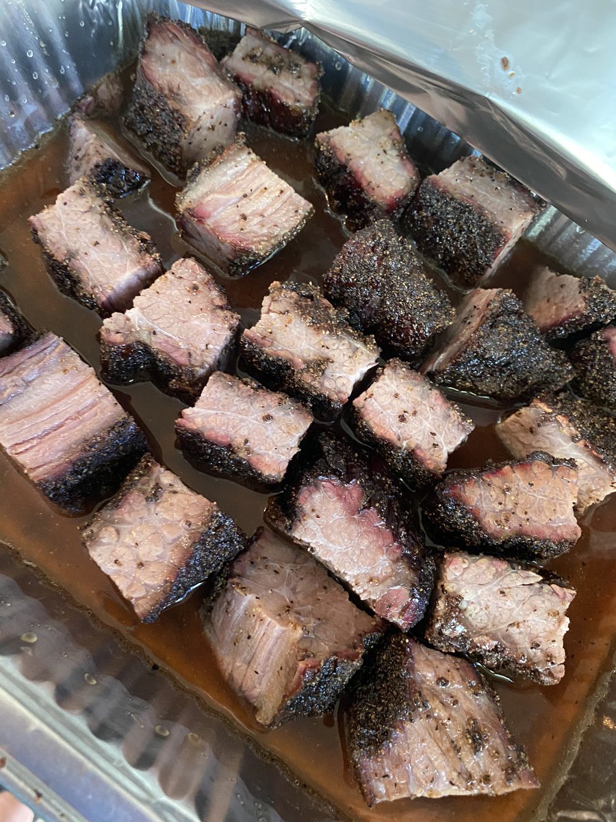 DivaQBBQ's tweet photo. Brisket burnt ends in progress this morning. https://t.co/WPk9W8Uf6R