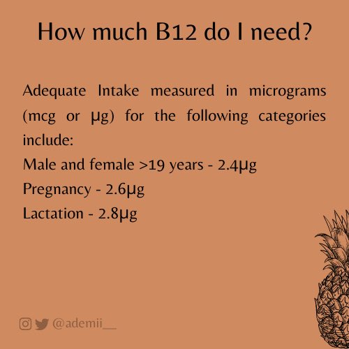 How much B12 do I need? These are supplied in the dietary sources.