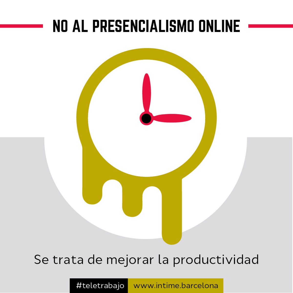 intimebarcelona's tweet photo. 📣La clave de la productividad es disponer de un sistema de trabajo por objetivos orientado al rendimiento y la eficiencia. El teletrabajo es una herramienta más de este modelo.
#InTIMEteletrabajo #teletrabajo #ganartiempoaltiempo
#objectivos #presencialismoNO https://t.co/ocWiieGH8g