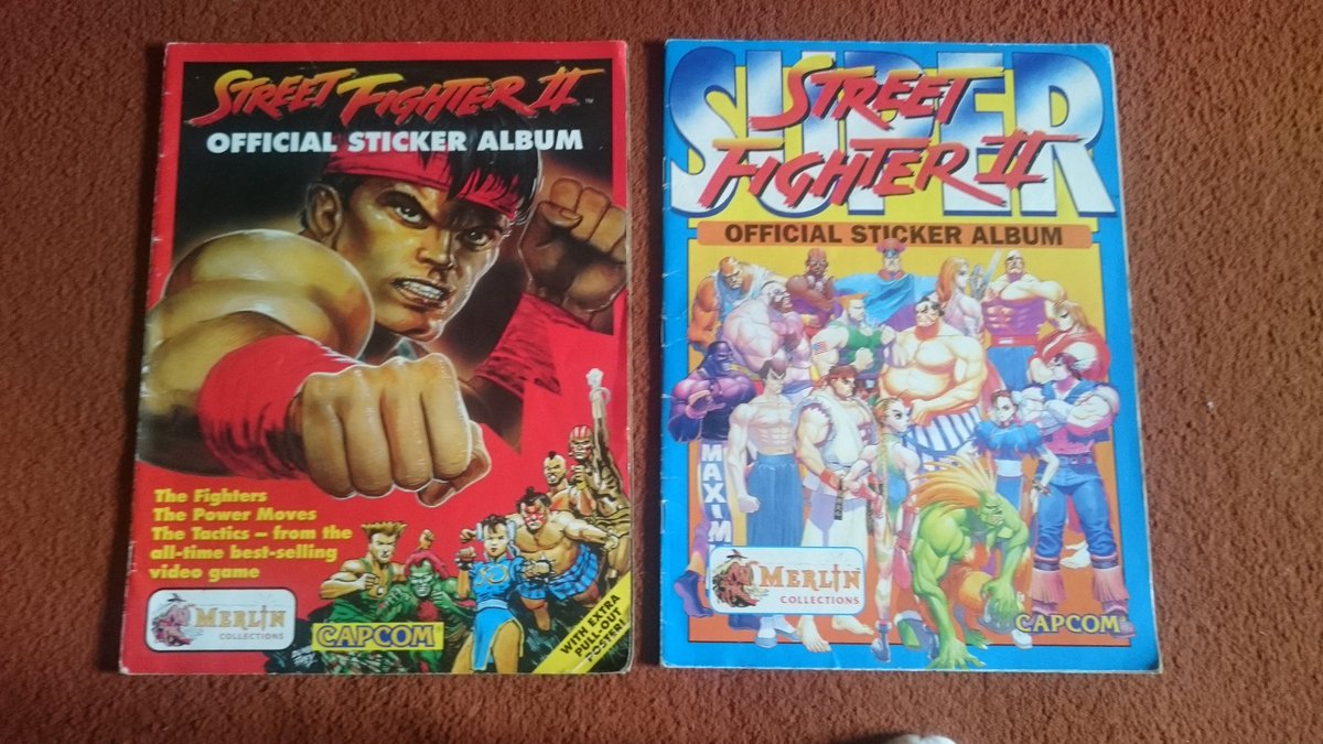 FazFhunder's tweet photo. Just found these in an old box of bits. The artwork in the Red SF2 one are abysmal 😂 😂 😂 

#streetfighter2 #streetfighter #SNES #retro #retrogaming #stickeralbum #sticker #merlincollections https://t.co/WYaeERvhq6