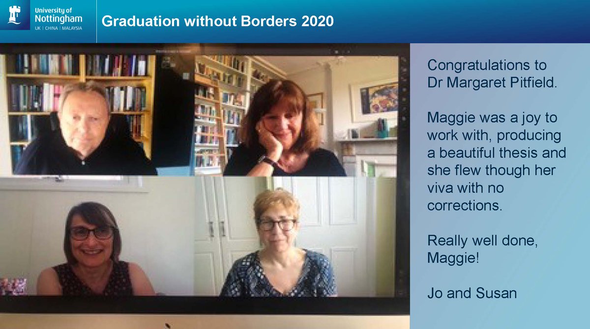 For Maggie

Chris is also sending you this message - I just wanted to add my congratulations to all the others you’ll no doubt be receiving, Maggie. You wrote a first rate thesis! Best wishes for your future work.