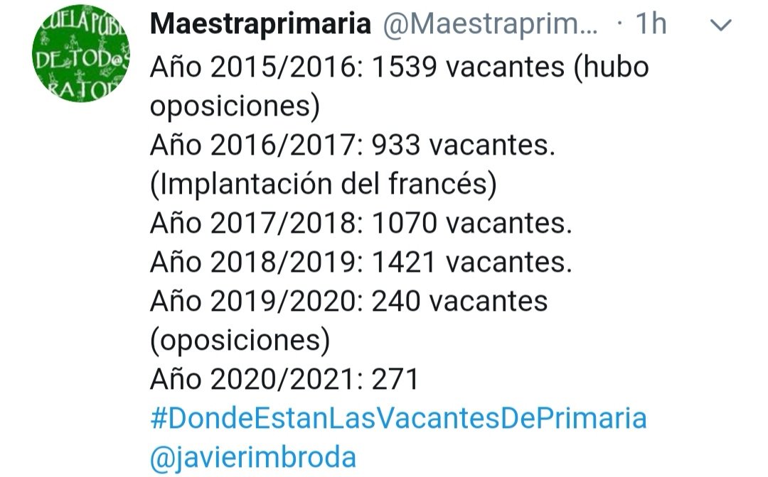 melduru2's tweet photo. @anpeandalucia Calidad educativa. No al 2x1. Cada profesional a su especialidad. 

#DondeEstanLasVacantesDePrimaria
#SosPrimaria038
#ImbrodaDimisión
#NoPrivatizacionEnseñanzaAndaluza

@joseigs_
@tonigarias
@TeresaRodr_
@JM_Kichi
@JuanMarin_Cs
@JuanMa_Moreno https://t.co/8t3O2wpYWZ