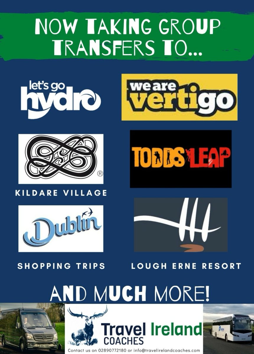 Just some of the options available to enjoy a #Staycation2020 . Now taking bookings for group travel to these and many more locations. 02890 7721980 / info@travelirelandcoaches.com @sugarseantl @seanc84 @NITouristBoard @Weare_vertigo @Toddsleap_com @LovinDublin @KildareVillage