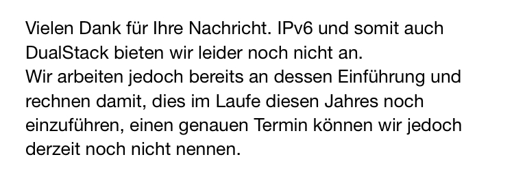 FlohEinstein's tweet photo. Jemand Erfahrung mit dem Schaffhauser Anbieter #Sasag? Wie lange arbeiten die bereits an der Einführung von #IPv6? https://t.co/WEKhG8TtFd