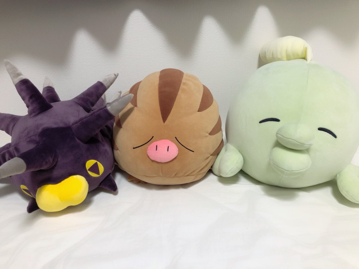 さき ウリムー ゴクリン バチンウニのもっちりぬいぐるみで大きさ比較 みんなほぼ等身大かな かわいいね さき ウリムー ゴクリン バチンウニのもっちりぬいぐるみで大きさ比較 みんなほぼ等身大かな かわいいね