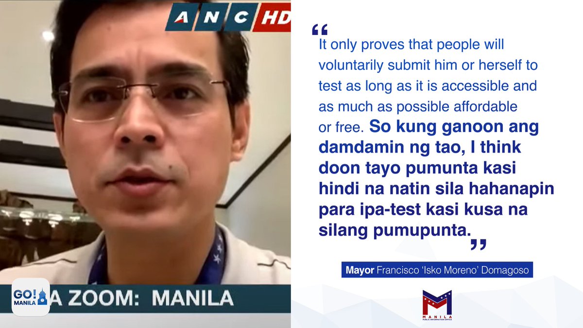 IskoMoreno's tweet photo. Free mass testing for all in the City of Manila

#ManilaMassTesting #AlertoManileno https://t.co/zDT9V5ayxo