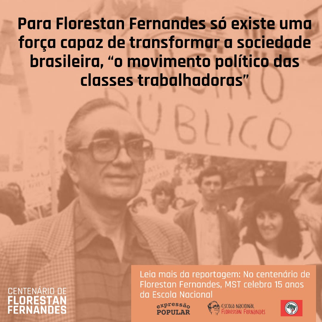 MST_Oficial's tweet photo. ✊🏾🚩📚 No dia 22 de julho Florestan Fernandes completou 100 anos, por isso realizamos um grande ato político-cultural em celebração ao seu legado!

Perdeu? CONFIRA na íntegra:
https://t.co/x22sSgqhJ4

#CentenárioFlorestanFernandes #ForaBolsonaro #FiqueEmCasaNãoEmSilêncio https://t.co/cCq1ccA4pC