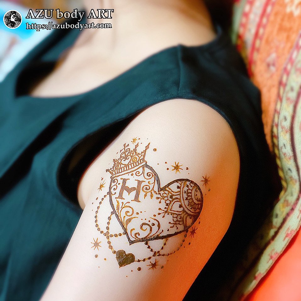 ハートのメヘンディ 曼荼羅系のメヘンディ #ジャグアタトゥー大阪