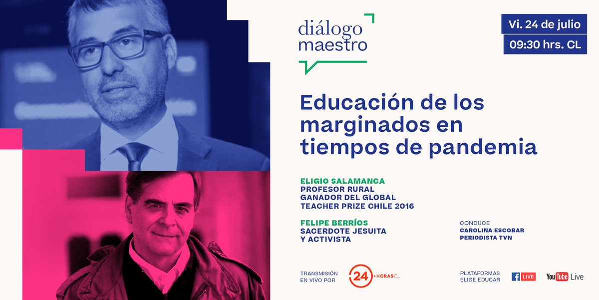 ¡A las 9:30 AM comenzaremos con un nuevo #DialogoMaestro! Hoy tendremos una GRAN conversación con Eligio Salamanca, ganador del <a href="/TeacherPrize/">Global Teacher Prize</a> Chile 2016,  y el sacerdote jesuita, Felipe Berríos. Con la conducción de  <a href="/caroescobartv/">Carolina Escobar</a>. Nos vemos: youtube.com/watch?v=kP5rSe…