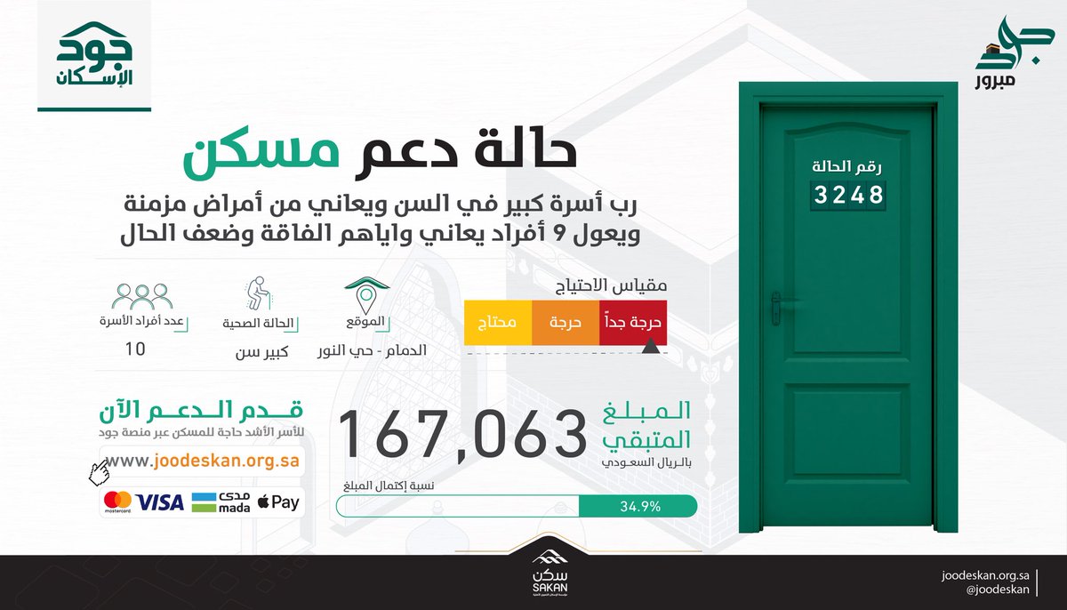joodeskan's tweet photo. جودكم في هذا اليوم المبارك سيصنع الفارق في حياتهم.

أسرة تشتد حاجتها، وتتعاظم معاناتها وجودكم سيكون برداً على قلب والدهم المريض.
https://t.co/tDTxvoZUNd
 #جود_مبرور https://t.co/lmyWs3jor5