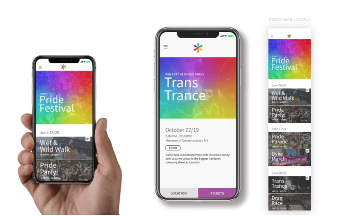 CreativeDayfor1's tweet photo. At last year's event, @PrideToronto was looking for help with their mobile app. It was in a bit of a confusing state. The team took on the challenge and transformed a problematic tool into a beautiful, useful app ready to help people celebrate all things Pride! https://t.co/yUt1LoGxJi