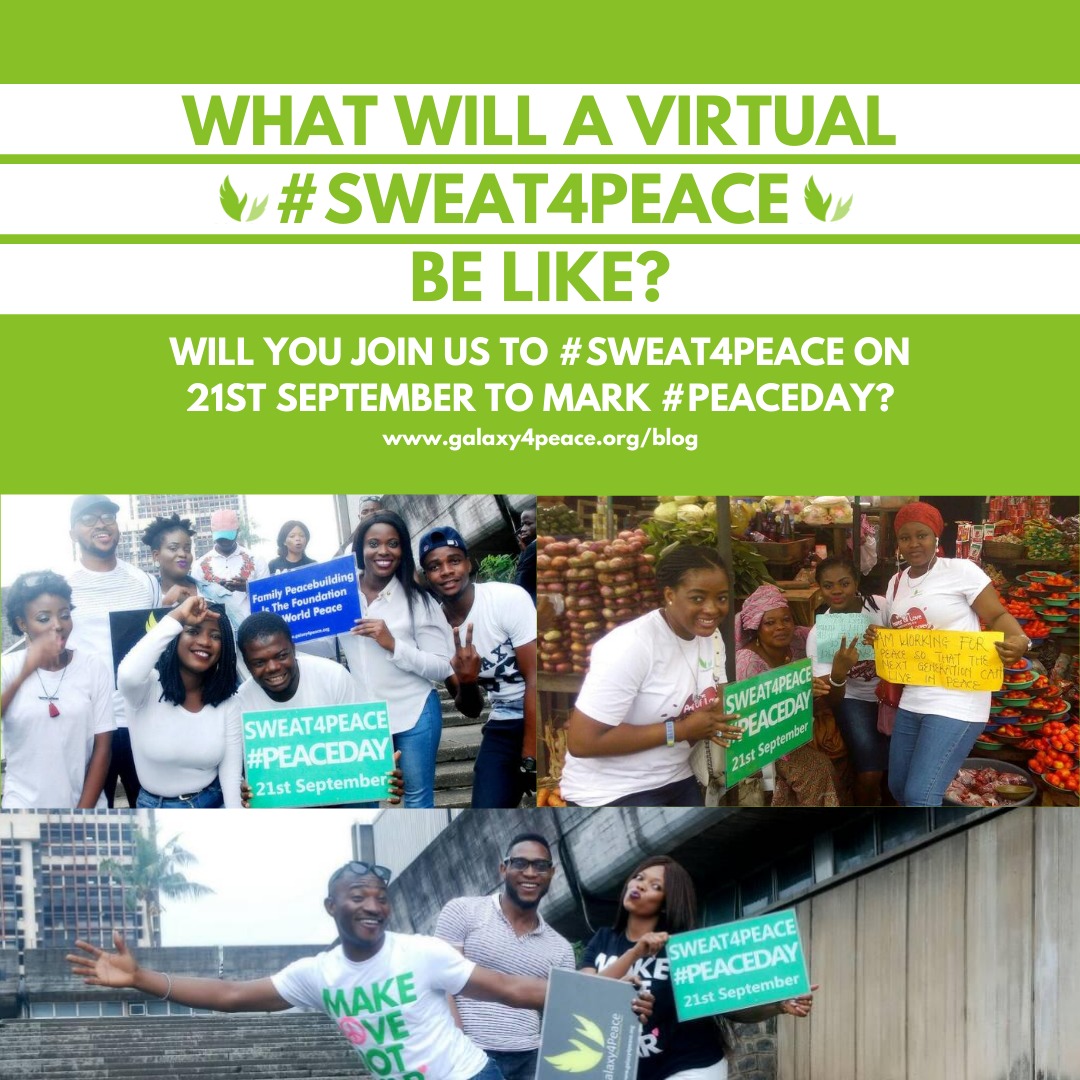 galaxyforpeace's tweet image. In the mood of #FlashbackFriday with our 2016 &amp;amp; 2017 "Peace Day Photo-shoot Awareness Campaign" photos, we are asking this important question "What will a virtual #Sweat4Peace be like? 

Will, you join us to #Sweat4Peace to mark #PeaceDay2020?

Tell us what you think?