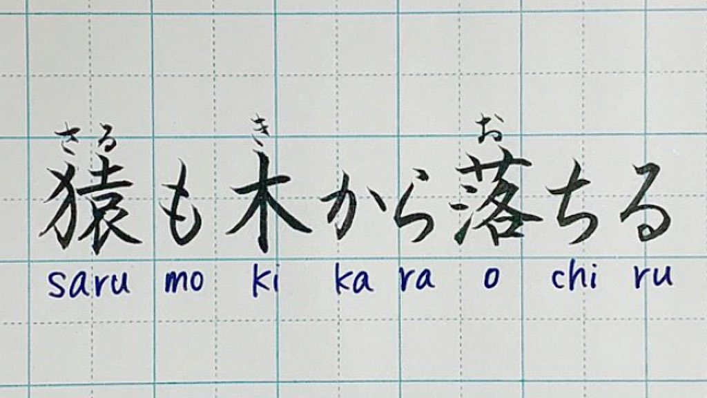 Japanese proverb “猿も木から落ちる” means “Even monkeys fall from