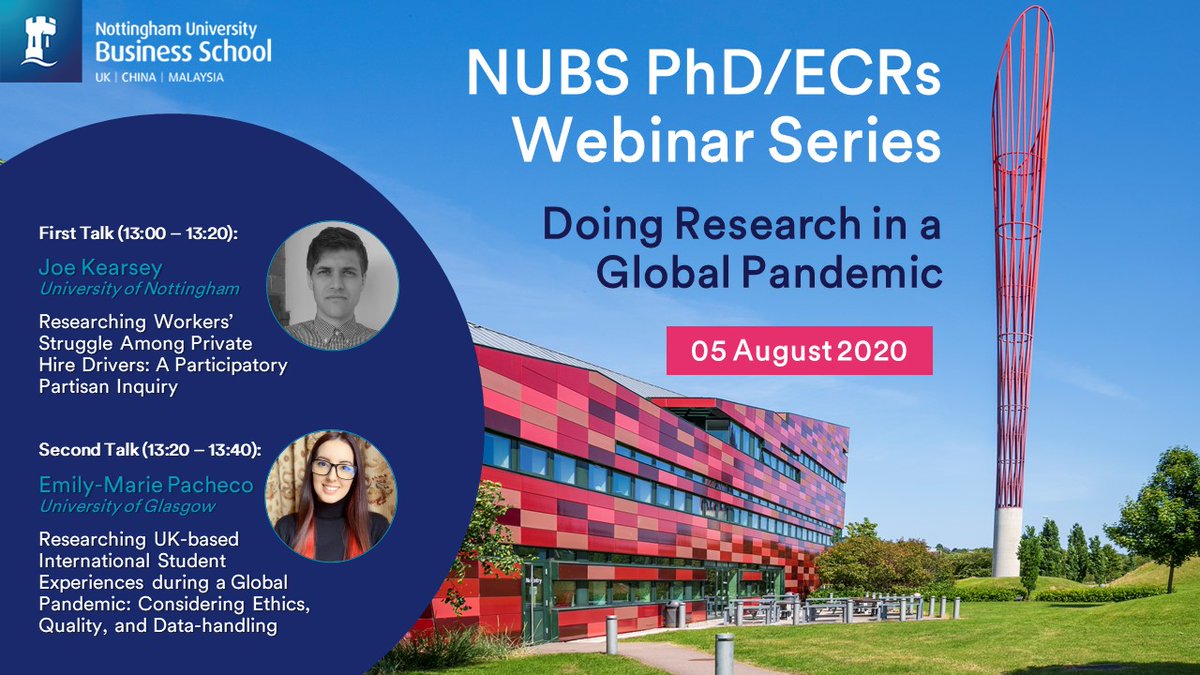 Are you doing #research in a global pandemic?
I think I know just the right #webinar for you 😉

Register now for FREE (limited capacity)
eventbrite.co.uk/e/nubs-phdecrs…

<a href="/AcademicChatter/">Academic Chatter™</a> <a href="/PhDForum/">PhD Forum</a> <a href="/UniofNottingham/">Uni of Nottingham #WeAreUoN</a> <a href="/NottmUniBschool/">Nottingham University Business School</a> #NUBSwebinars #COVID19