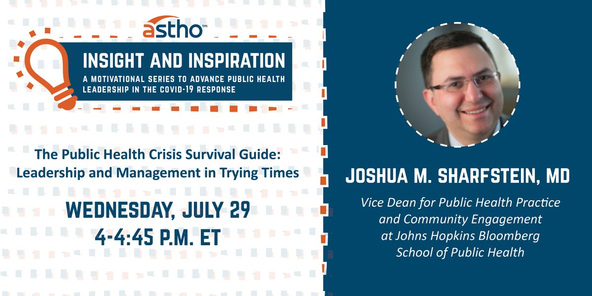 ASTHO's tweet photo. #PublicHealth folks: Are you feeling burned out? Lacking motivation? Join us for a new 'Insight and Inspiration' series with some of our favorite industry leaders. Join us this Wednesday for our first session with @drJoshS. RSVP here: https://t.co/o3gzOAJzPC https://t.co/RihBVaWmAu