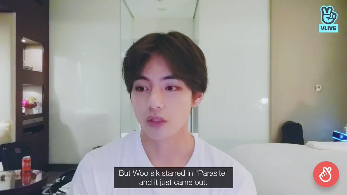 When taehyung recommended to watch woo sik’s movie parasite