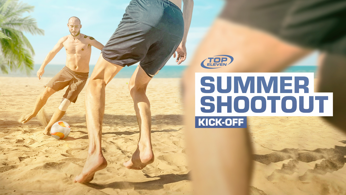 topeleven's tweet photo. The sun is out and the sand pitch is ready! The Summer Shootout is a GO! 🏖⚽️

Pick up wins against other Managers on the beach and grab awesome rewards along the way!

PLAY NOW! 👉 https://t.co/Bq24lszHQp | #TopEleven https://t.co/CfPNTps3x3