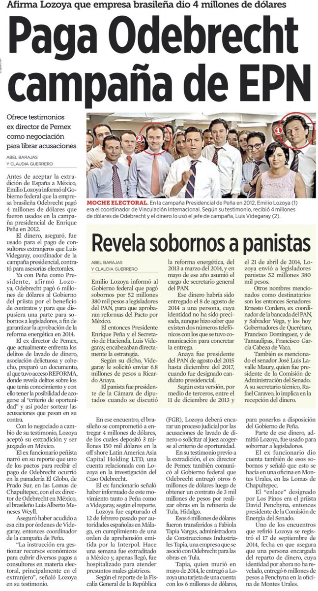 CarlosLoret's tweet photo. Los detalles del escándalo, en la primera plana de ⁦@Reforma⁩ https://t.co/EF6jpODPV4