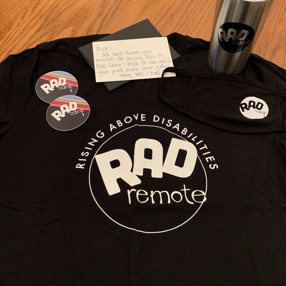 nickisnpdx's tweet photo. thank u @ https://t.co/18GZKAqNgk for the RAD gear! the #pinksocks tribe is grateful to support the RAD work u r doing! 🤘💖 #BeRAD #RADCamp ✨ https://t.co/6T8AUzF83a