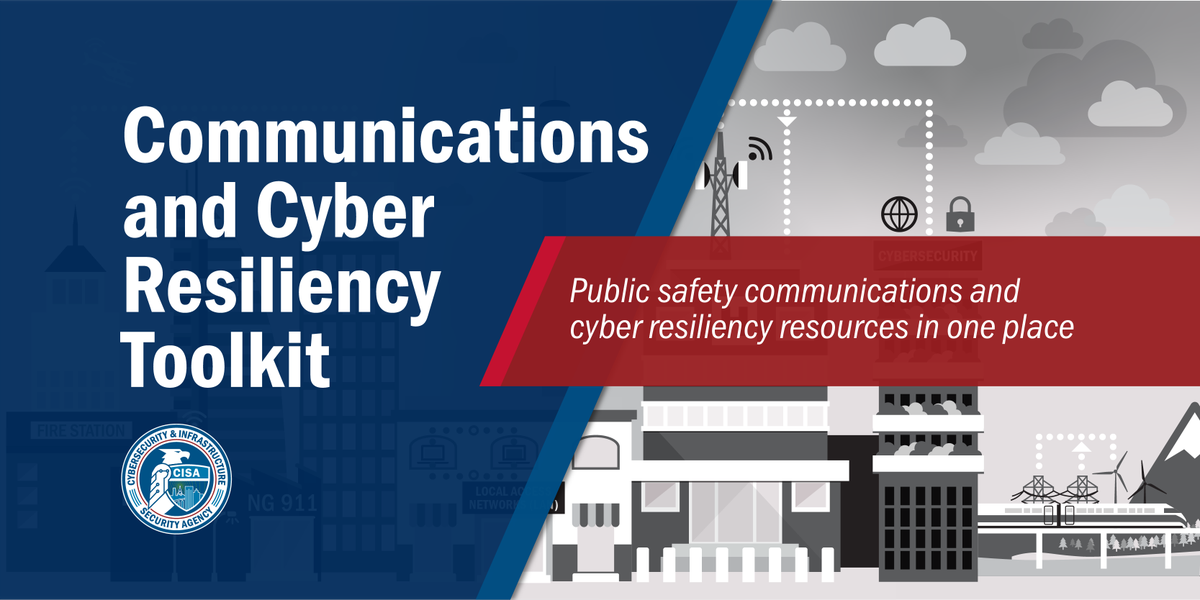 CISAgov's tweet photo. Is your public safety agency communications network prepared to defend against threats? Check out our new toolkit of communications resiliency resources: https://t.co/yWAMH3EgD9 #PublicSafetyComms #CommsResiliency #Cybersecurity https://t.co/8L1aV0Ypls