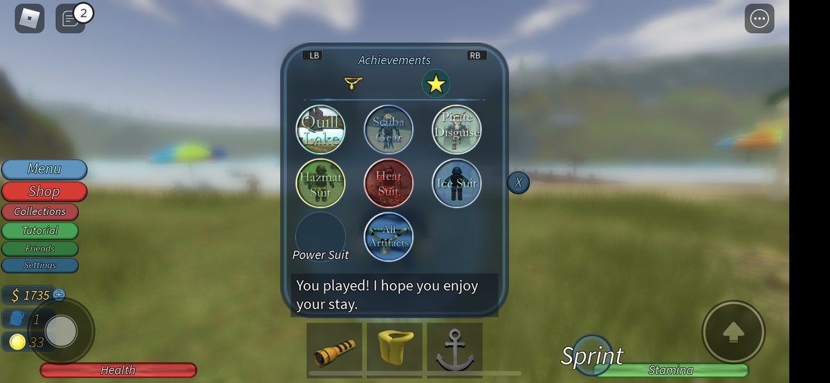 Colonelgraff On Twitter New Quill Lake Update Added A Collections Tab That Shows All The Artifacts Achievements You Earned Some Other Fixes Improvements As Well Https T Co 1eoalpjluh - roblox quill lake deep sea area