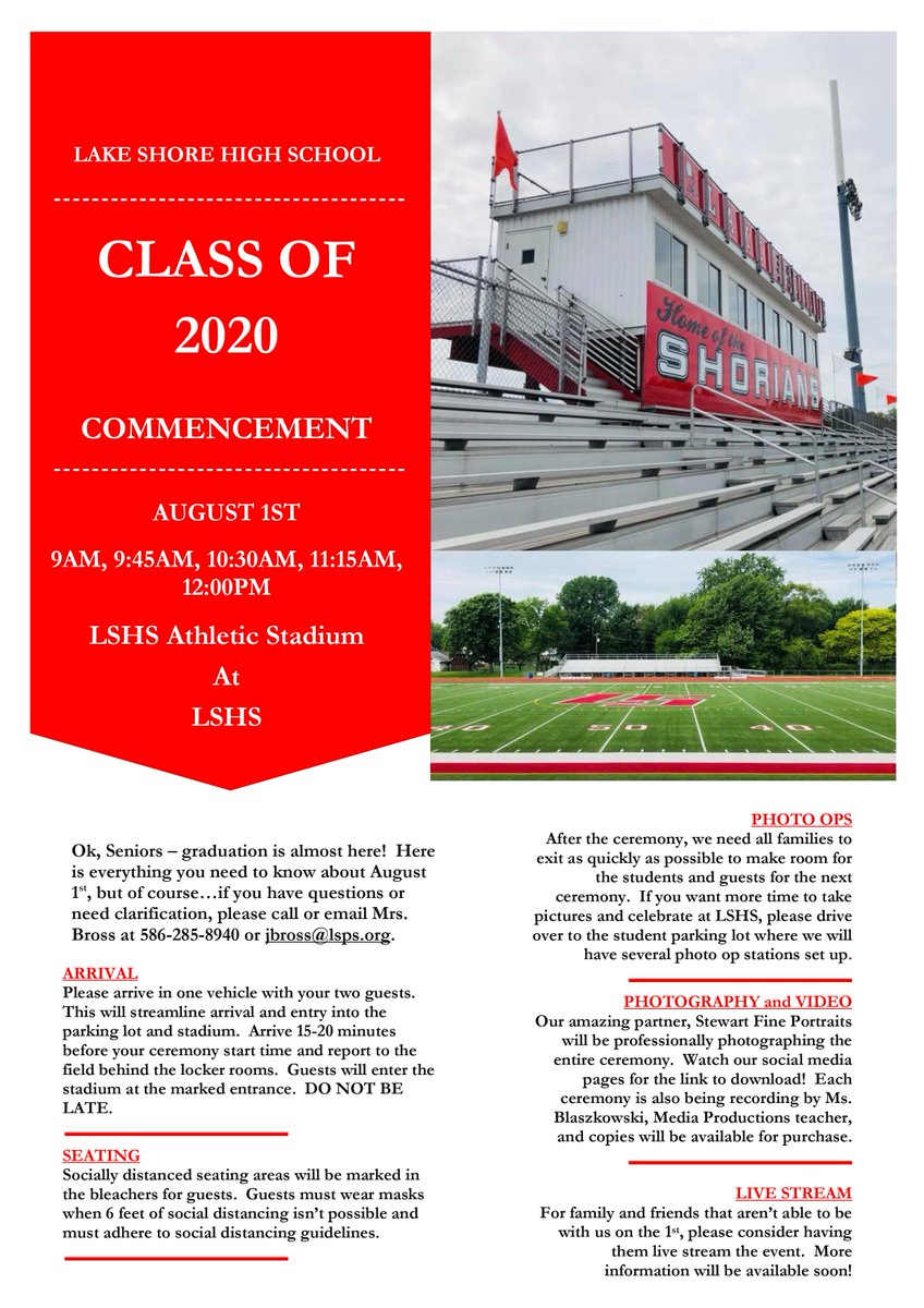 LSHSShorian's tweet photo. Graduation information for the @LSclassof2020!!! https://t.co/zdkBOmMrHG