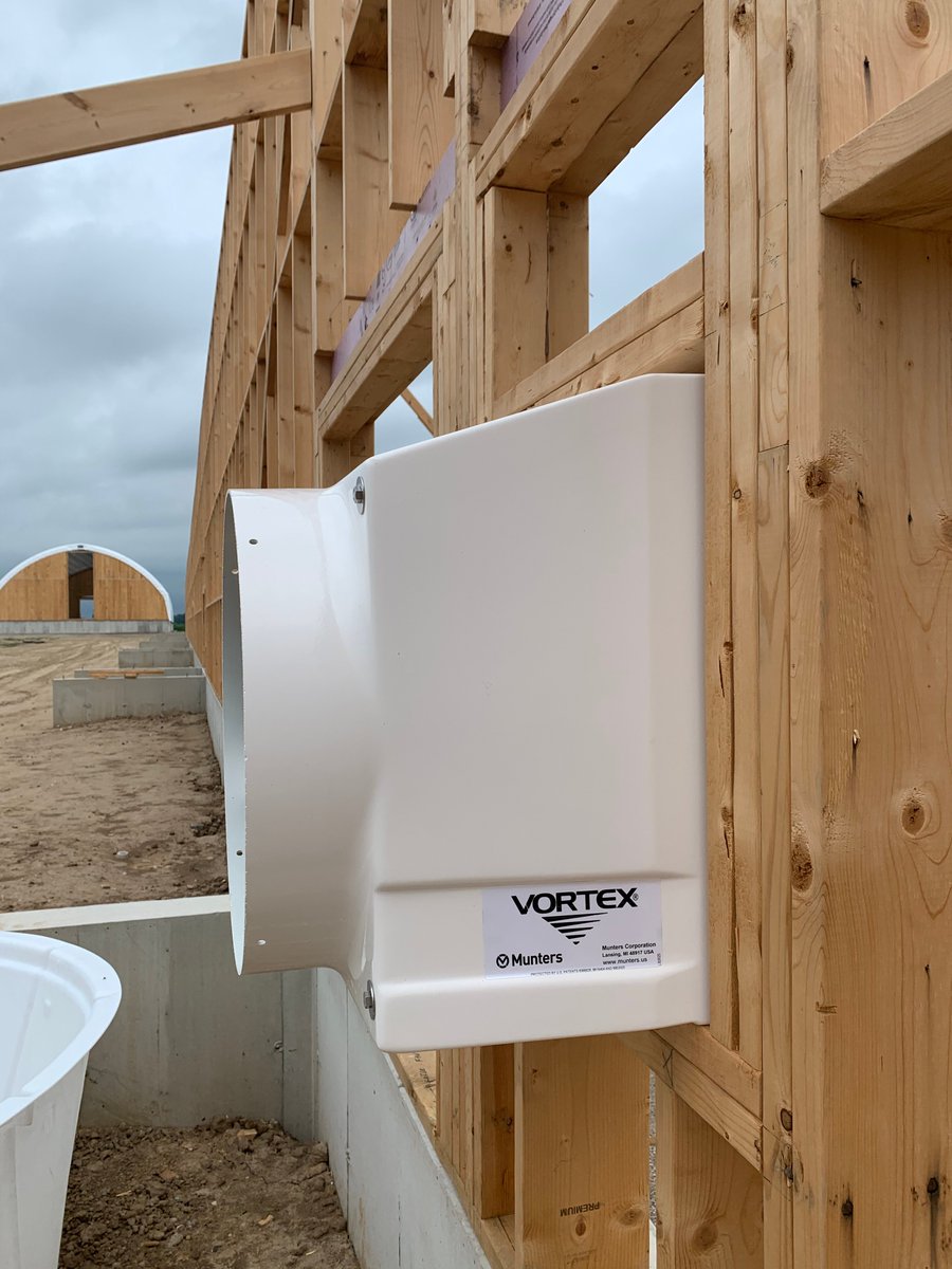 Ruby360Ltd's tweet photo. The beginning of another #Salmet enriched layer system installation in Southwestern #Ontario. Containers on site✅ @MuntersGroup fans roughed in✅ Barn construction✅. Talk to #Ruby360 about your upcoming project. #eggs #oeuf #swo #ontag https://t.co/9iUNJvvNGj