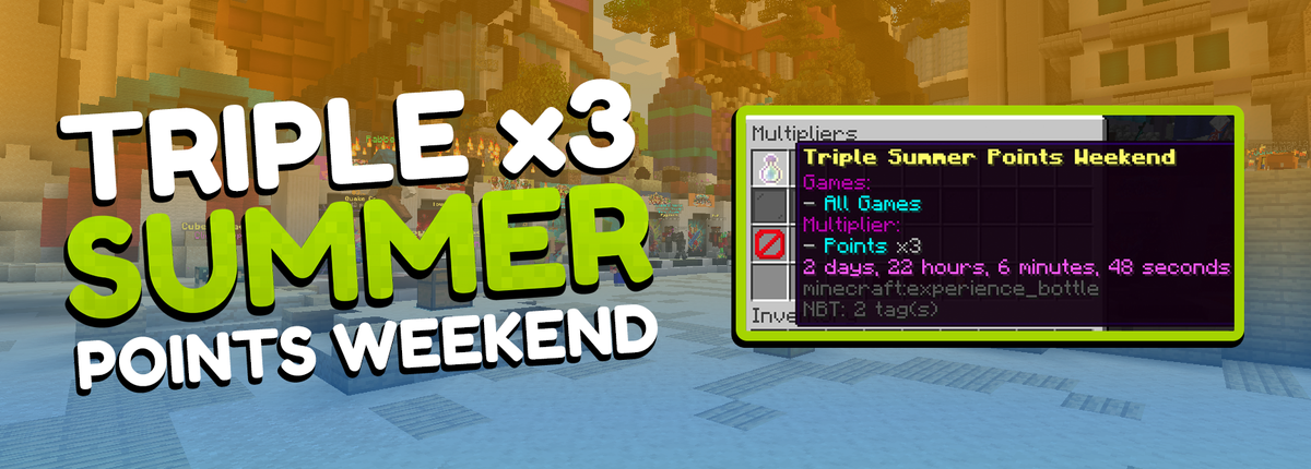 CubeCraftGames's tweet image. 🚨 ATTENTION JAVA USERS! 🚨
This weekend, all games will see triple points!
Jump on the server now and make the most of it before Monday! 😎
#minecraft #cubecraft #triplepoints #summer