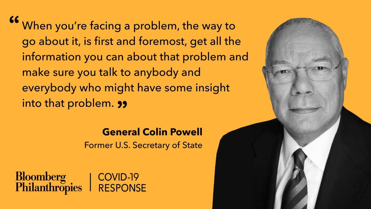 BloombergDotOrg's tweet photo. As part of our #COVID19 Local Response Initiative, @MikeBloomberg and Former U.S Secretary of State, General Colin Powell joined our virtual series “Leading Social and Economic Recovery” to discuss the importance of decision making: https://t.co/SeM35m3qWa https://t.co/XHEdWzINOu