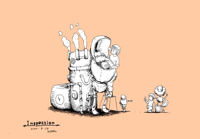 #創作フェス
やんわりした機械というテーマで機械と人の暮らしを描いています。 