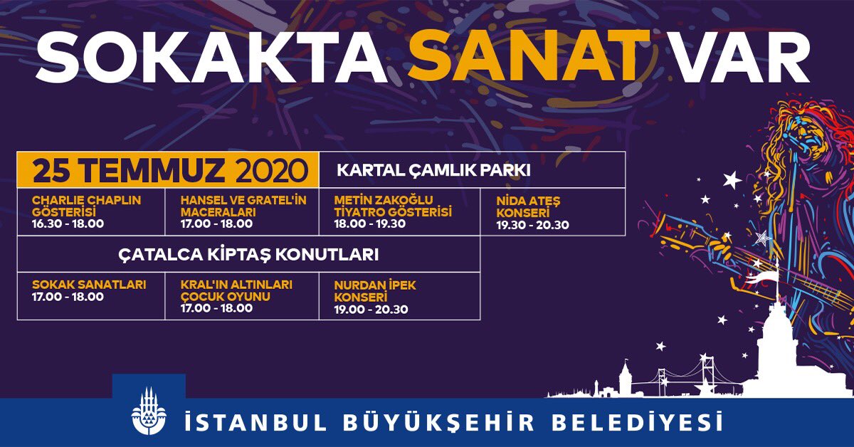 ibb_kultur's tweet photo. 🎼SOKAKTA SANAT VAR 🎭

Sokakta sanat etkinliklerimiz bu hafta da farklı yerlerde devam ediyor.

25 Temmuz Cumartesi ve 26 Temmuz Pazar günü gerçekleştirilecek etkinliklerle, çocuklar ve yetişkinler İstanbul’un farklı noktalarında kültür sanatla buluşuyor.

#SokaktaSanatVar https://t.co/K6s4CF550M
