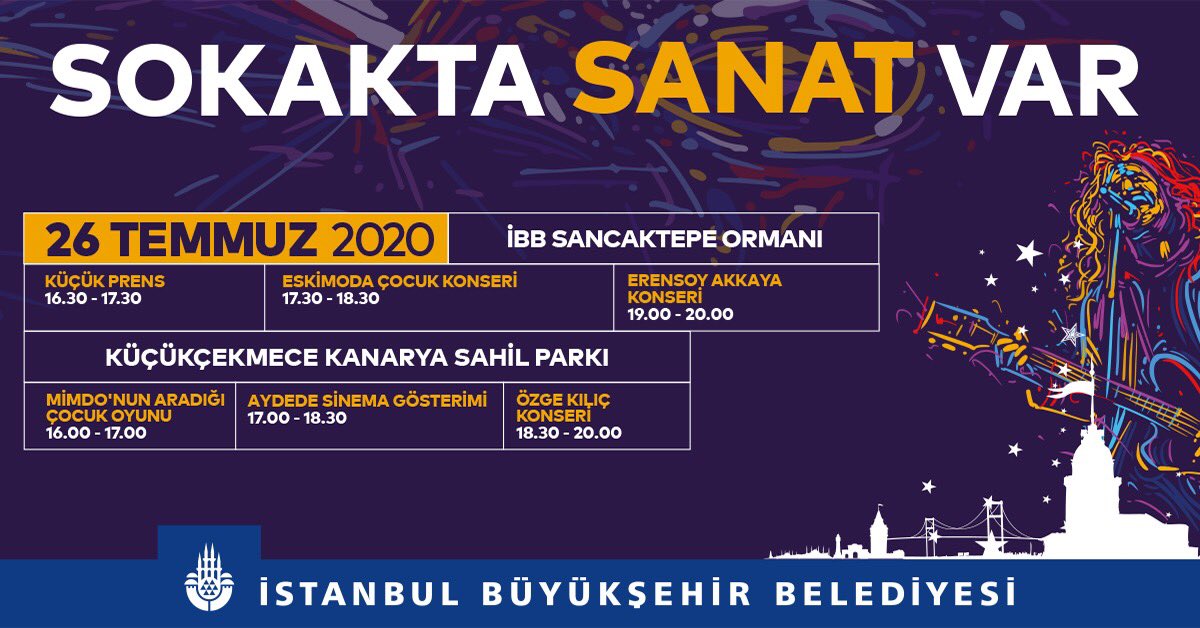 ibb_kultur's tweet photo. 🎼SOKAKTA SANAT VAR 🎭

Sokakta sanat etkinliklerimiz bu hafta da farklı yerlerde devam ediyor.

25 Temmuz Cumartesi ve 26 Temmuz Pazar günü gerçekleştirilecek etkinliklerle, çocuklar ve yetişkinler İstanbul’un farklı noktalarında kültür sanatla buluşuyor.

#SokaktaSanatVar https://t.co/K6s4CF550M