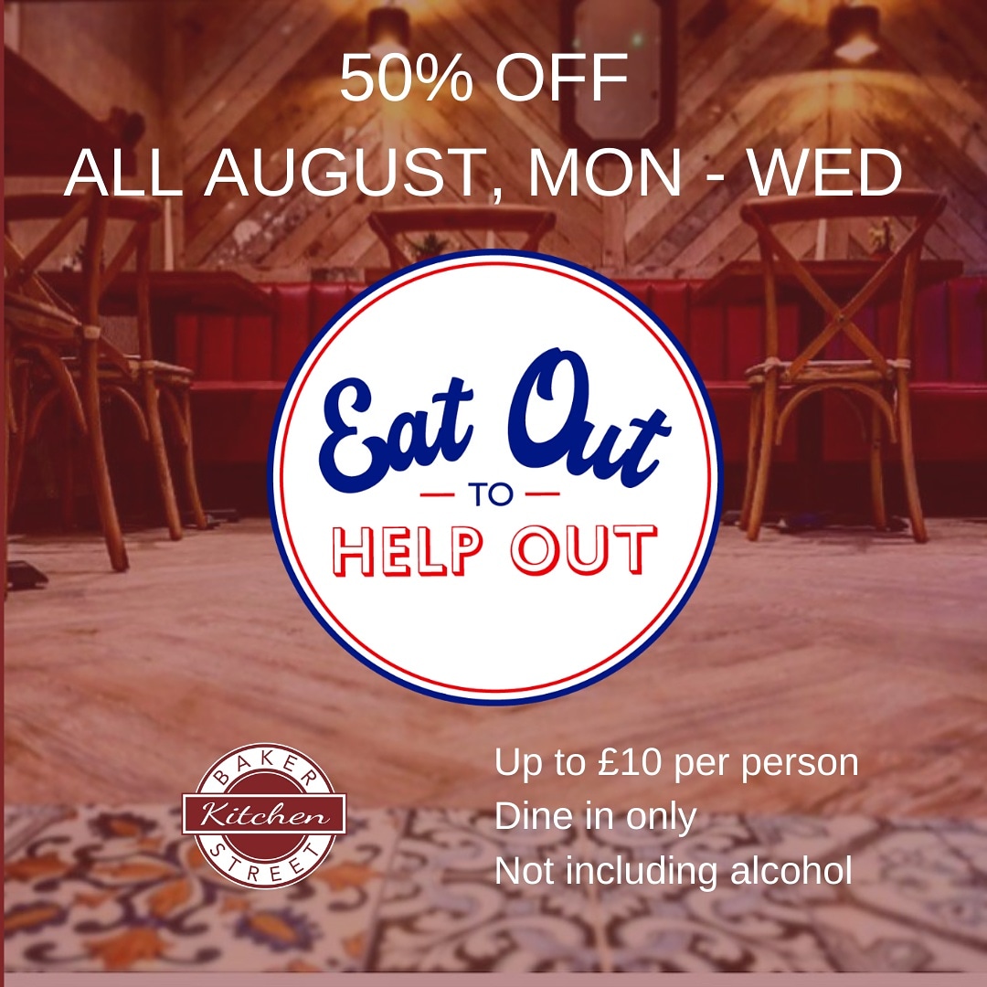 ❗️Eat Out to Help Out Scheme❗️

50% off, Mon - Wed from 3rd to 31 August, up to a maximum of £10 per person on food &amp; non-alcoholic drinks. 

No limit to the number of times you can use this offer so you may as well take total advantage of it!

No need to book!
