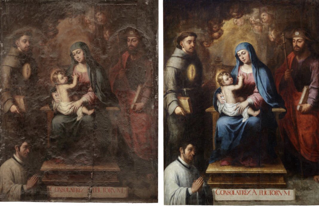 Estado Inicial y Final de la Intervención de Conservación y Restauración sobre la tabla de la Virgen del Consuelo de la <a href="/SICSevilla/">Catedral de Sevilla</a> <a href="/naisabel_Gamero/">Ana Isabel Gamero</a> <a href="/AcreAndalucia/">Acre Andalucia</a> <a href="/A_CR_E/">ACRE</a> <a href="/AdepaSevillaHca/">PatrimonioSevilla</a> <a href="/GremioArteSacro/">Asociación Gremial de Arte Sacro de Sevilla</a> #conservation #heritage #Restauration #art
