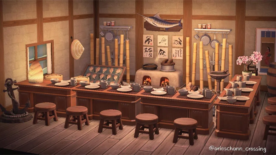 228. Un restaurant de sushis traditionnel ! (Source :  https://www.reddit.com/r/AnimalCrossing/comments/hfz4wi/havent_had_sushi_for_a_while_thanks_to_the/)