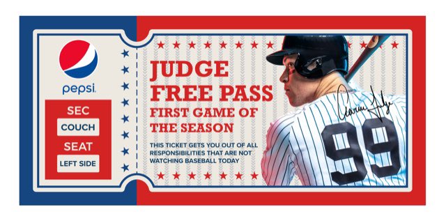 TheJudge44's tweet photo. BASEBALL IS BACK. @Pepsi and I want to help you avoid all responsibilities the day the best season starts. RT for a chance to win a digital meet and greet with me. https://t.co/KBm95pNmIP https://t.co/0SuncX1jLJ